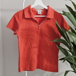 Casual Connection 100% Cotton Red/orange Zipper Polo